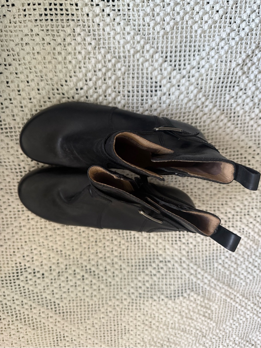 Dansko Black Leather Ankle Booties with Side Buckle - Picture 4 of 5